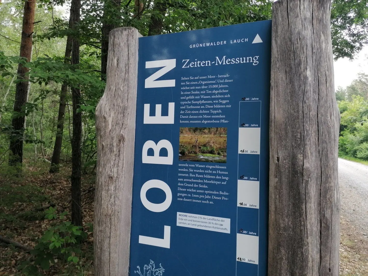 Informationen am Wegesrand über das Naturschutzgebiet „Der Loben“.