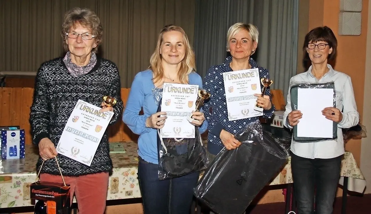 Die vier erstplatzierten Frauen in der Wertung „Kurz-Distanz“: Constanze Groeschke (2.v.r.) gewann vor Daniela Rettig (2.v.l.), Ingrid Koal (l.) und Christina Jachmann.
