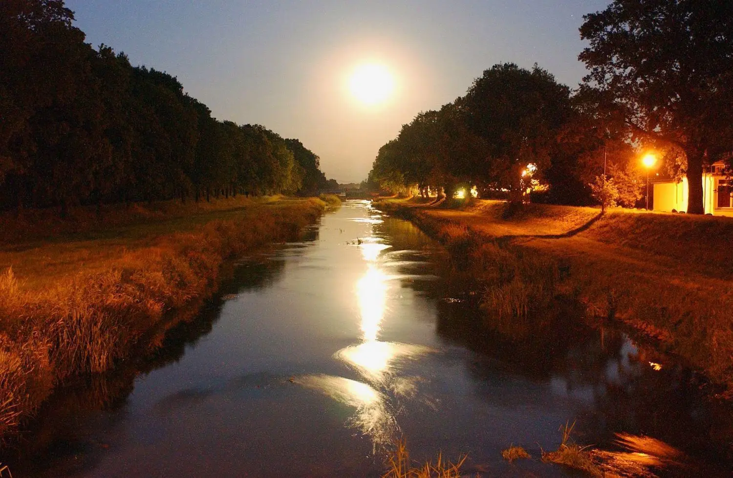 Und die Schwarze Elster kann verführerisch schön sein – hier bei Vollmond in einer Sommernacht unweit von Bad Liebenwerda.