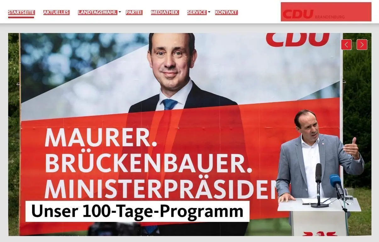 Noch am Freitag präsentierte sich der CDU-Landeschef Ingo Senftleben so auf der Website der CDU Brandenburg - eine knappe Woche nach dem Landtagswahl-Debakel und seinem bekanntgewordenen Rücktritt von allen Spitzenämtern.