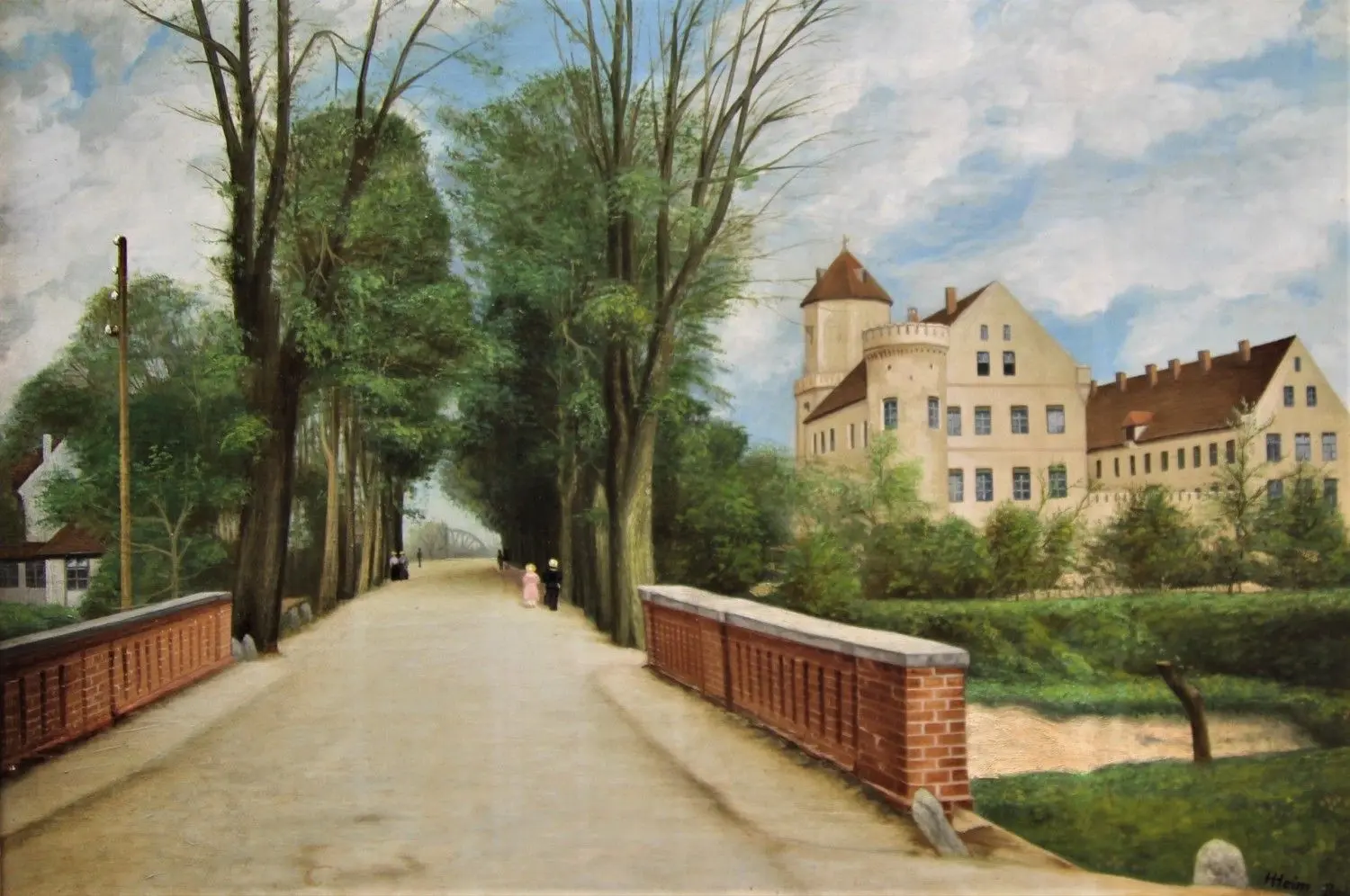 Blick auf das Schloss von der Muskauer Straße/Ecke Am Schweizergarten um 1907: Das Bild soll den Ausstellungsbereich zur Schlossgeschichte bereichern, der Maler ist noch unbekannt.