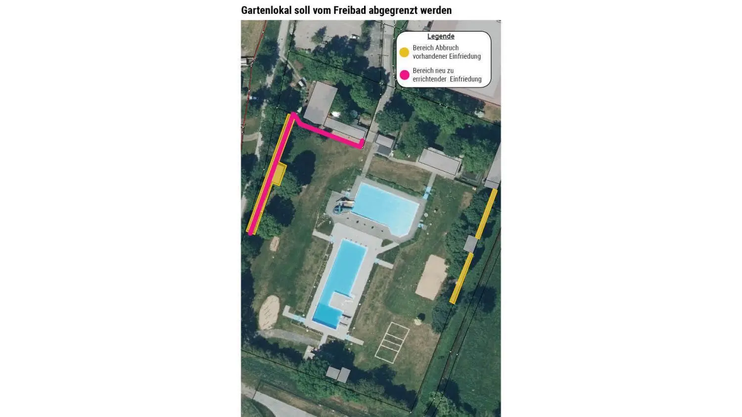 Gartenlokal soll vom Freibad abgegrenzt werden