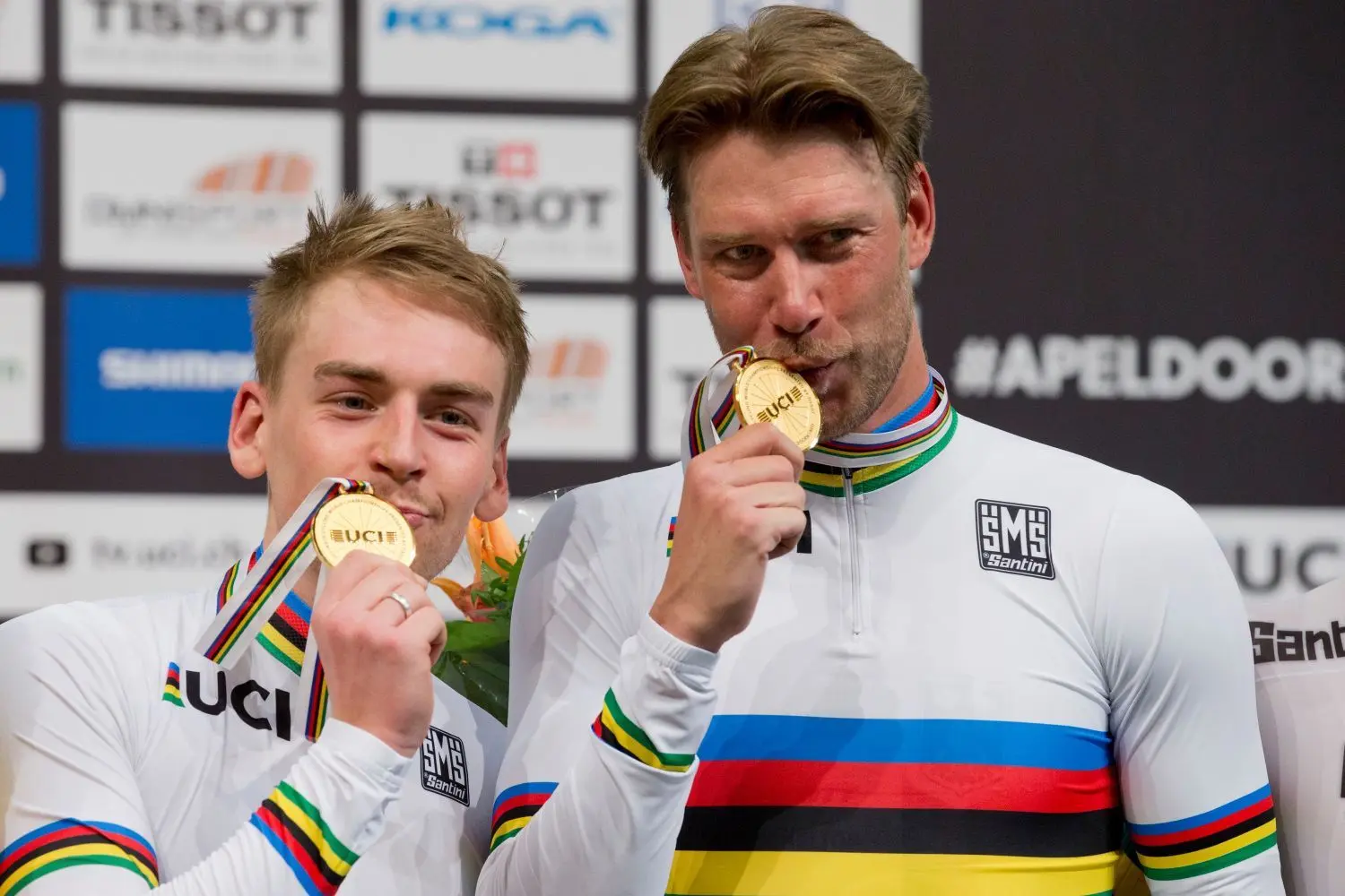 Roger Kluge (r.) holte gemeinsam mit Theo Reinhardt 2018 und 2019 WM-Gold im Zweiermannschaftsfahren.