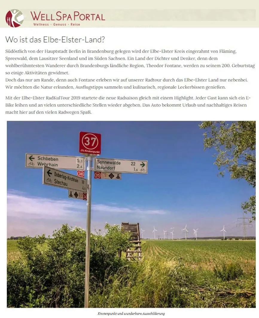Reiseblogger haben 2019 auf Bitte des Landkreises Elbe-Elster die Region besucht - ihre Empfehlungen werden noch heute mehrfach im Netz angeklickt.