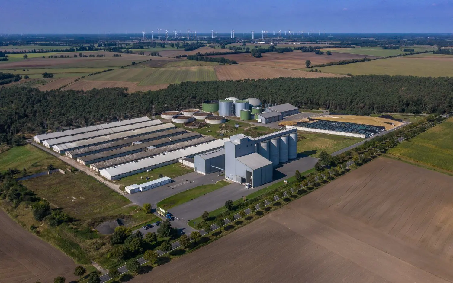 Das Betriebsgelände der Osterhuber Schweinemast GmbH Oschätzchen mit angeschlossener Biogasanlage.