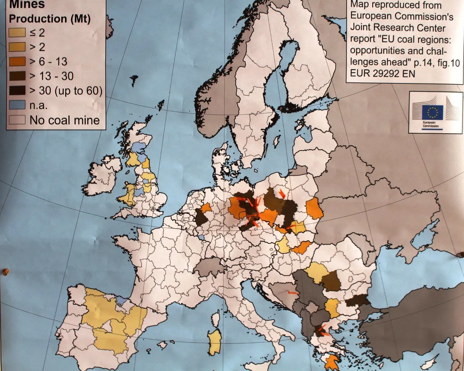 41 Abbaugebiete von Stein- und Braunkohle gibt es derzeit in Europa.