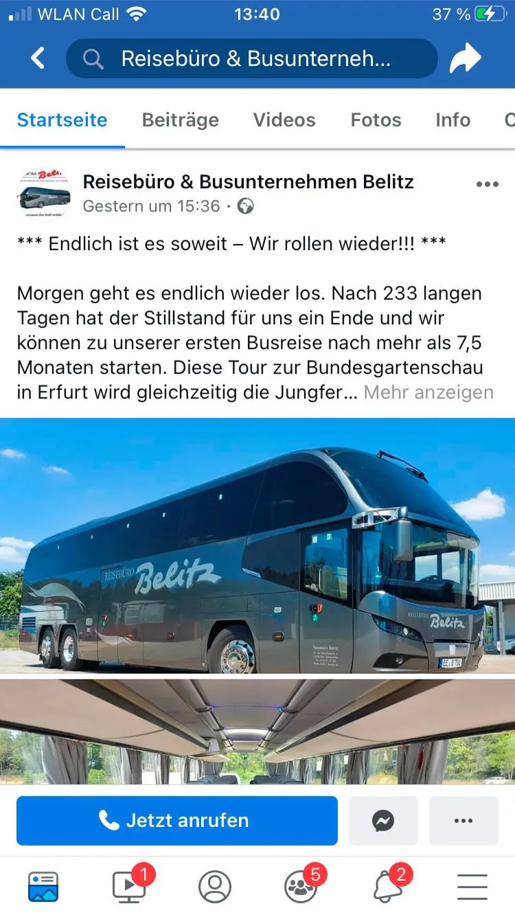 Das Reisebusunternehmen Belitz aus Bad Liebenwerda startet nach 233 Tagen Corona-Zwangspause und teilt die Freude auch im Facebook.