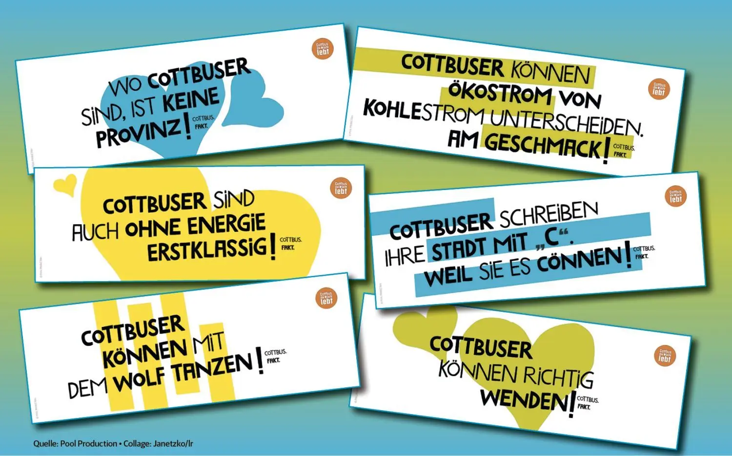 Die Cottbuser Agentur Pool Production weckt mit ihren Cottbus-Sprüchen die Aufmerksamkeit für die Besonderheiten der Stadt.