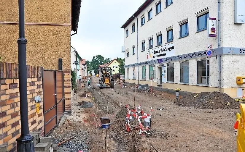 Straßenbau in der Torgauer Straße in Bad Liebenwerda.