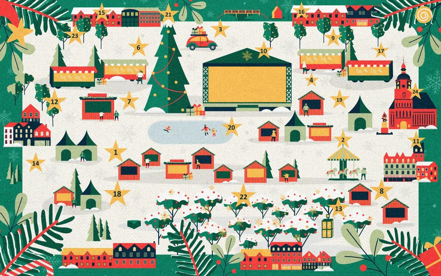 So sieht die Oberfläche für den digitalen Adventsmarkt in Lübben aus. Jeder Stern steht für ein Kalendertürchen