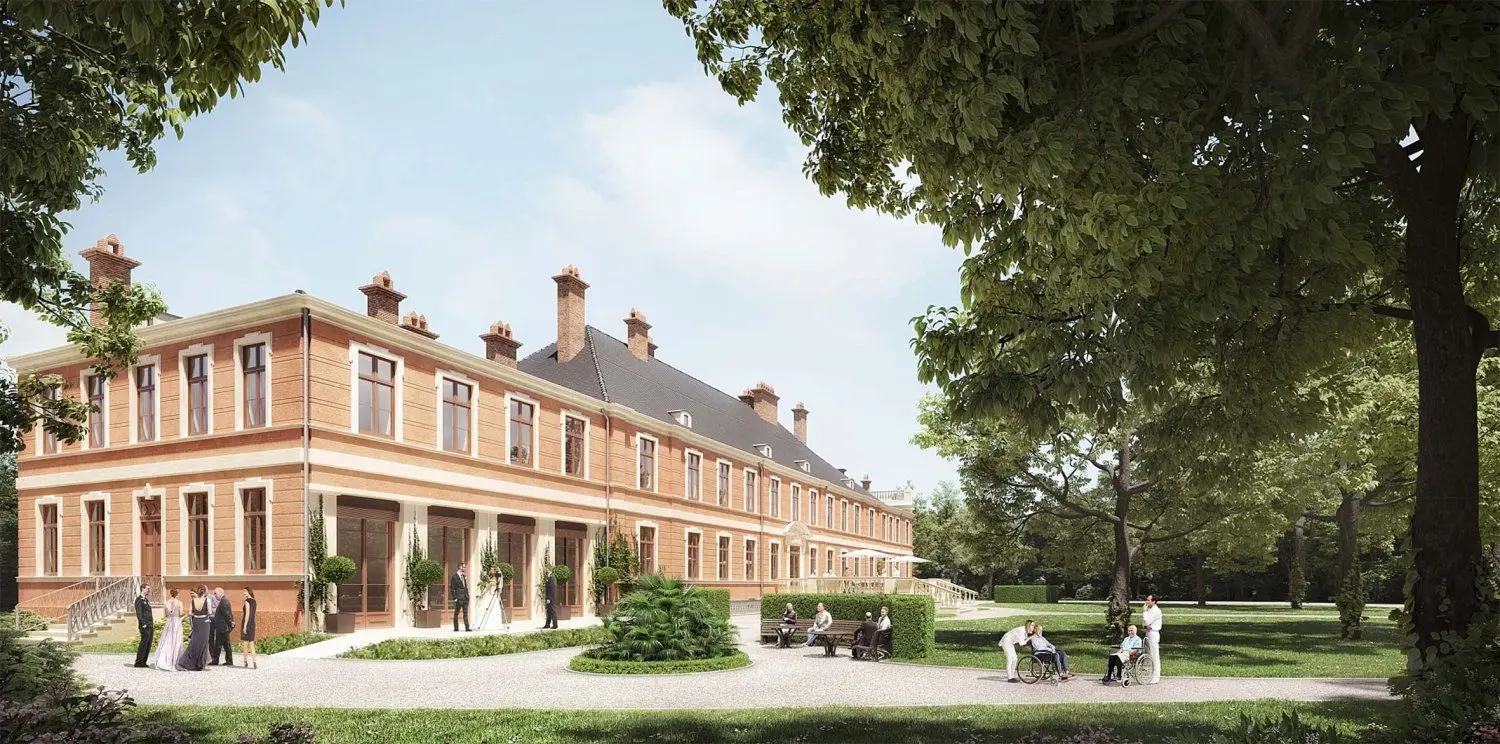 So soll das Golßener Schloss nach der Sanierung einmal aussehen. Die historische Außenansicht wieder hergestellt werden.Künftig können dann dort Senioren und Pflegebedürftige wohnen.