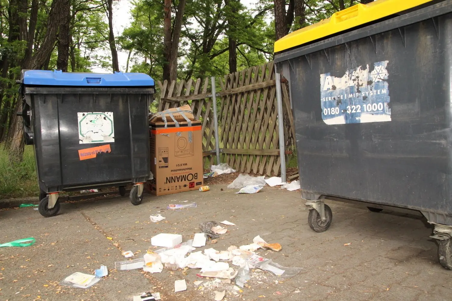Sind die Container voll, wird Müll daneben gestellt.