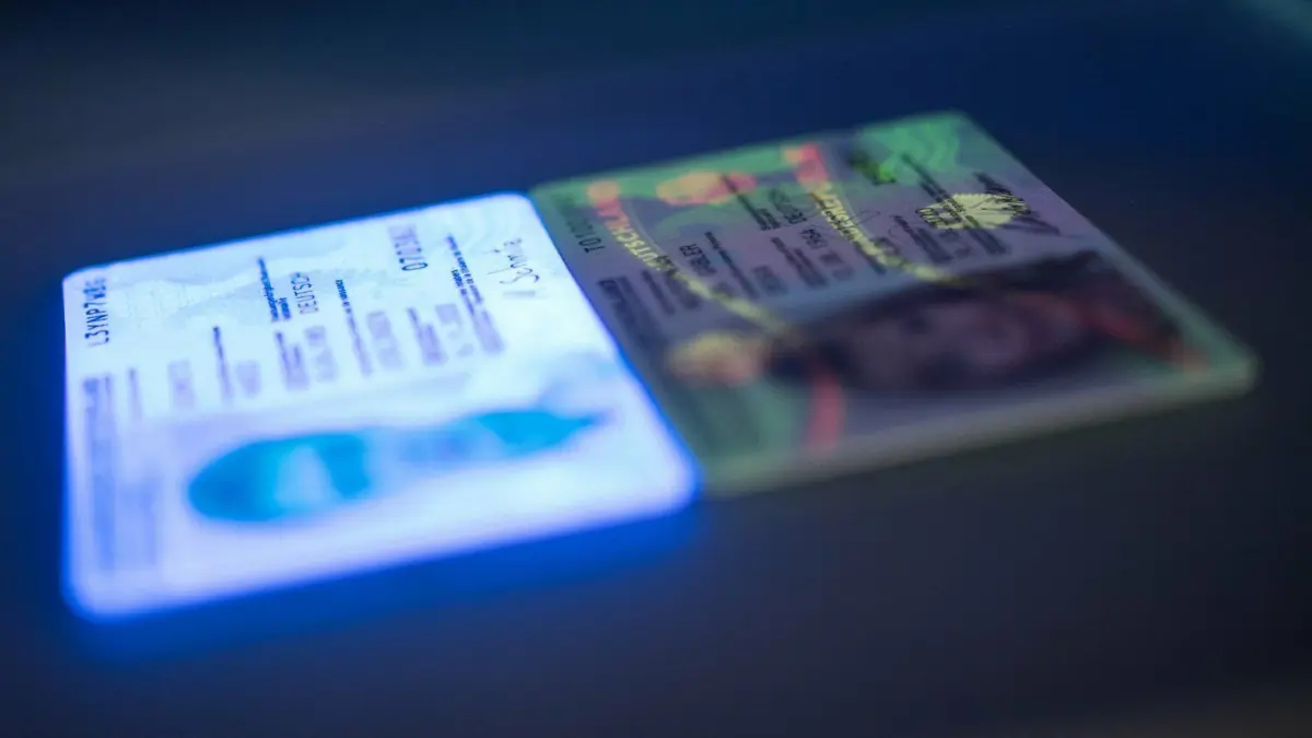 Zur Anlage einer BundID braucht man einen Ausweis mit Onlinefunktion, eine bestimmte Smartphone-Funktion und eine dazugehörige App. Wie genau eine BundID angelegt wird, erklären wir in diesem Beitrag.
06.07.2018, Baden-Württemberg, Stuttgart: Ein gefälschter Personalausweis (links) leuchtet in einem Scanner unter UV-Licht, neben einem echten Personalausweis. Die Fälschung leuchtet, da die Karte aus einem anderen Material gemacht ist, als die echte Karte. In dem Scanner werden Dokumente mit unterschiedlichen Wellenlängen von Licht durchleuchtet und kontrolliert. Die Polizei im Südwesten findet immer mehr falsche Ausweispapiere. Dagegen soll in den nächsten Monaten mit Großkontrollen vorgegangen werden. (zu dpa «Gegen Passfälscher und Identitätsdiebstahl - Großaktionen geplant» vom 07.07.2018) Foto: Sebastian Gollnow/dpa +++ dpa-Bildfunk +++