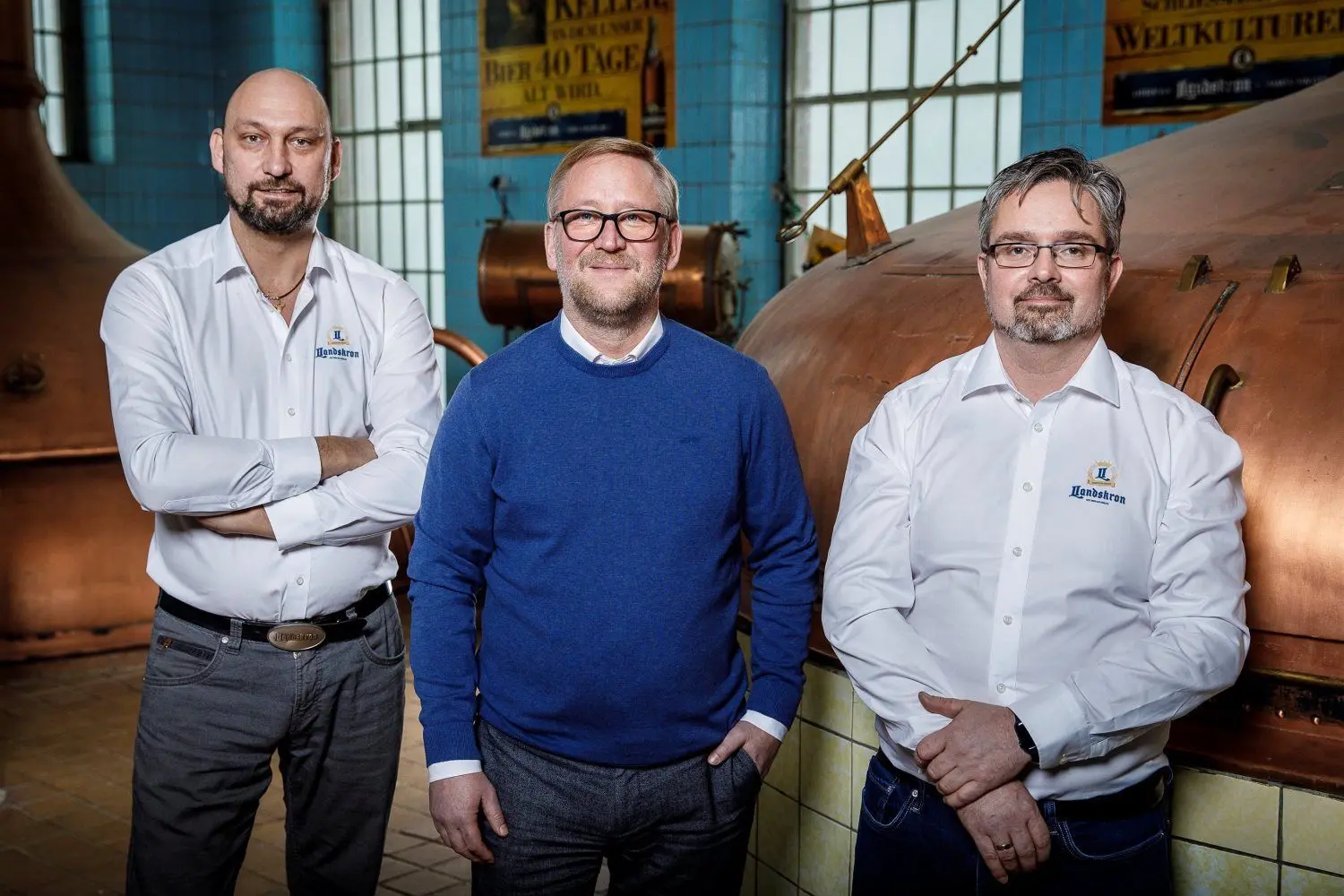 Geschäftsführer Uwe Köhler zwischen seinen Braumeistern Heiko Hänisch und Andreas Faustmann (r.). Der gebürtige Cottbuser steigt am 1. Februar in Görlitz ein.