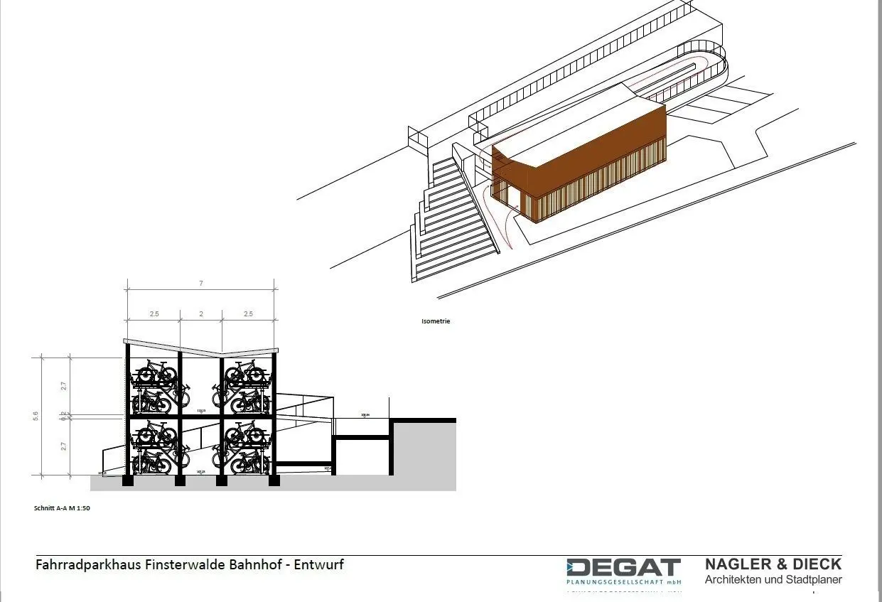 Ein Entwurf für das geplante Fahrradparkhaus am Bahnhof liegt der Stadtverwaltung schon vor.