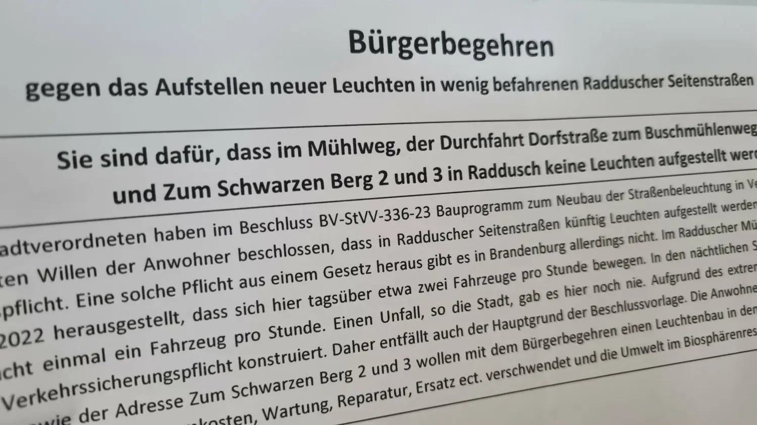 Fand genügend Unterschriften, das Bürgerbegehren in Vetschau.