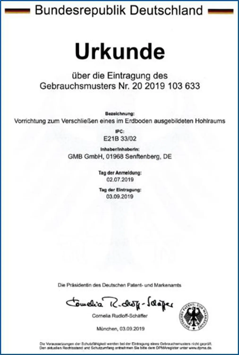 Patentiert genial. Eingetragener Gebrauchsmusterschutz für den genial konstruierten Verschluss für die tückischen Tiefbrunnen.