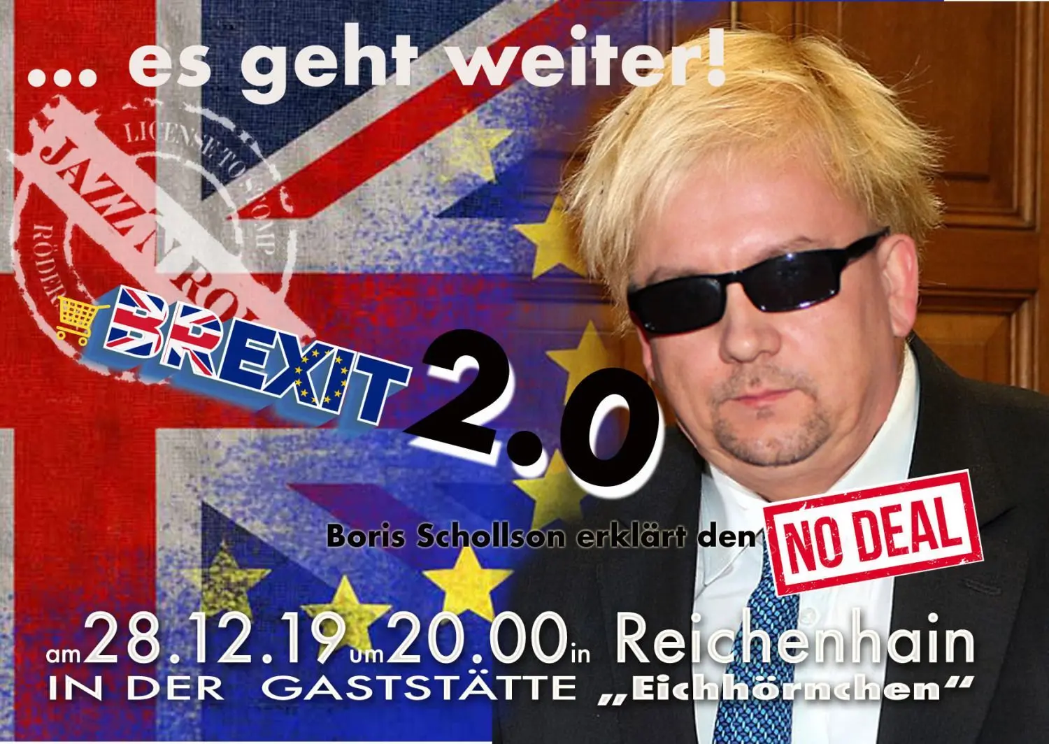 Motto der diesjährigen Weihnachtsversteigerung der Röderstompers: "Brexit 2.0" mit Chefauktionator Boris Schollson.