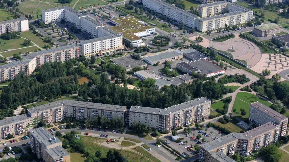 Luftaufnahme vom Cottbuser Stadtteil Neu Schmellwitz
Luftaufnahme Neu Schmellwitz
Foto: Michael Helbig