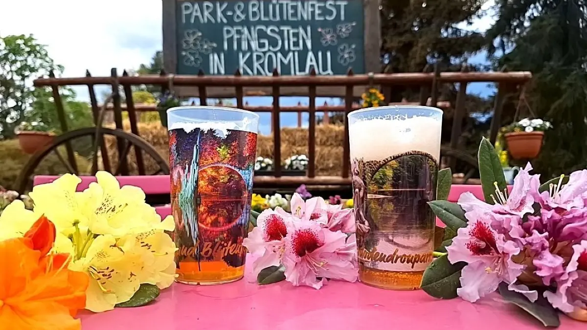 Prost auf das 58. Park- und Blütenfest und 180 Jahre Rhododendronpark Kromlau. Pfingsten wird gefeiert.