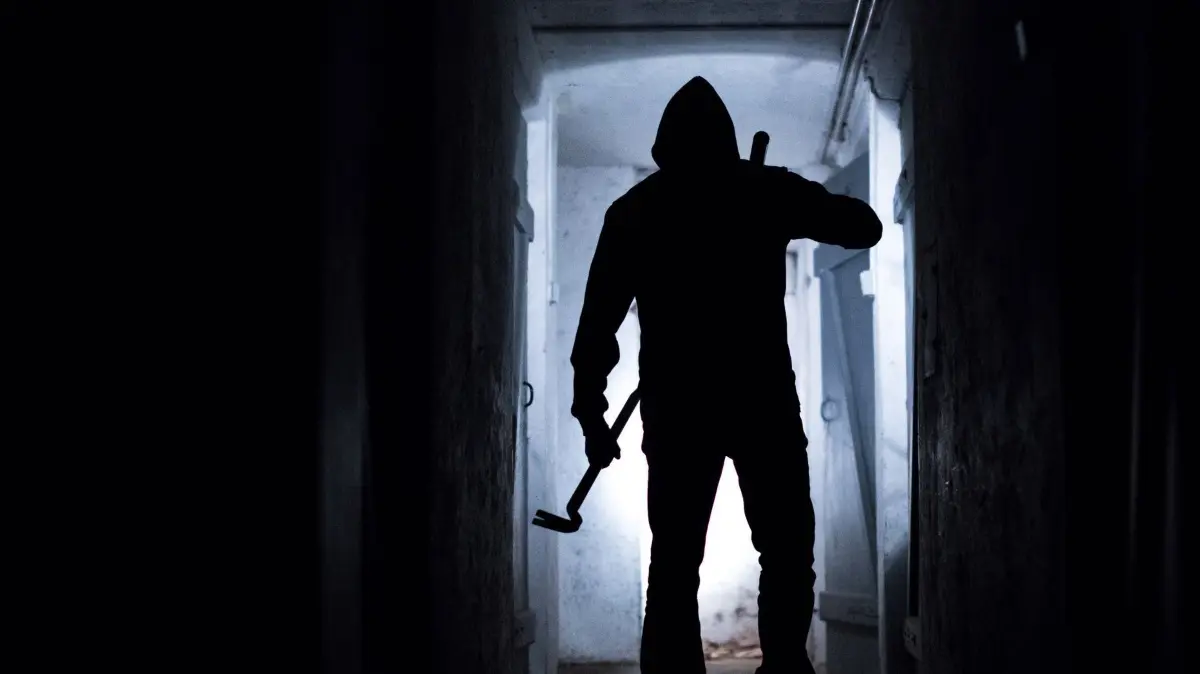 Ein Einbrecher in einem Keller: ILLUSTRATION - Liegt oft etwas versteckt und kann ein guter Einstiegsort für Einbrecher sein: der Kellereingang. (zu dpa: «Einbruchschutz: Auch Nebeneingänge richtig sichern») Foto: Silas Stein/dpa/dpa-mag - Honorarfrei nur für Bezieher des Dienstes dpa-Magazin +++ dpa-Magazin +++
