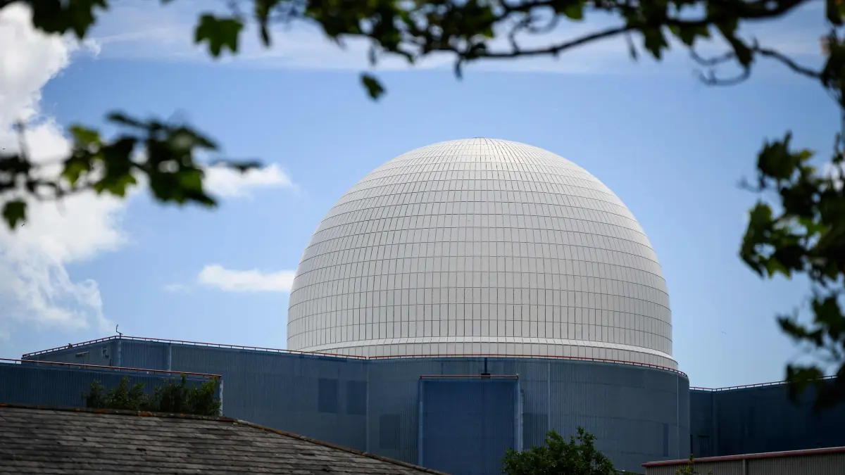A photograph taken on June 19, 2024 shows a general view of the turbine hall of the Sizewell B nuclear power facility following a visit of Britain's Prime Minister and Conservative Party leader, Rishi Sunak in Sizewell, as part of a Conservative campaign event in the build-up to the UK general election on July 4. (Photo by Leon Neal / POOL / AFP)
