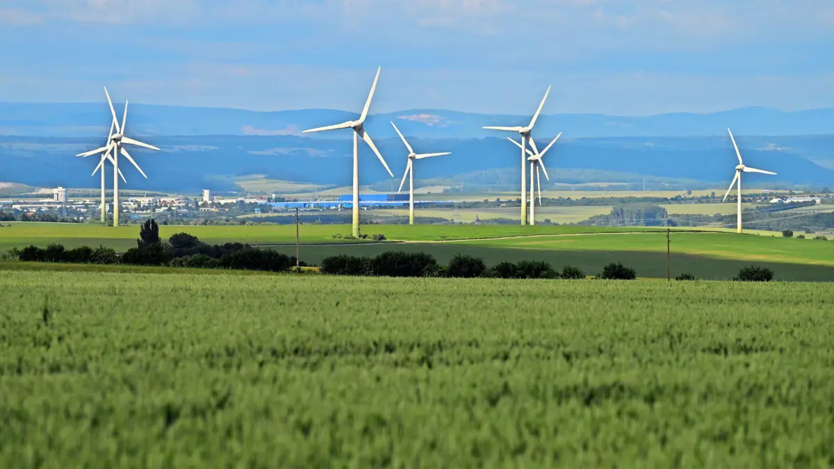 Windräder drehen sich unweit des Thüringer Waldes. Strom aus Wind, Sonnenlicht, Biomasse und Wasserkraft hat im ersten Halbjahr 2024 rund 58 Prozent des Stromverbrauchs in Deutschland gedeckt - soviel wie noch nie. (zu dpa: «Rekord: 58 Prozent des Stroms aus erneuerbaren Energien») +++ dpa-Bildfunk +++