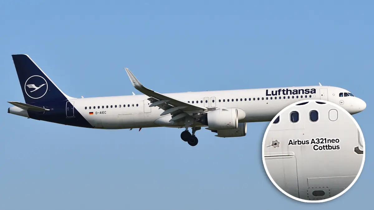 Die Lufthansa-Maschine Cottbus bei einem Flug von Tel Aviv nach Frankfurt/Main.