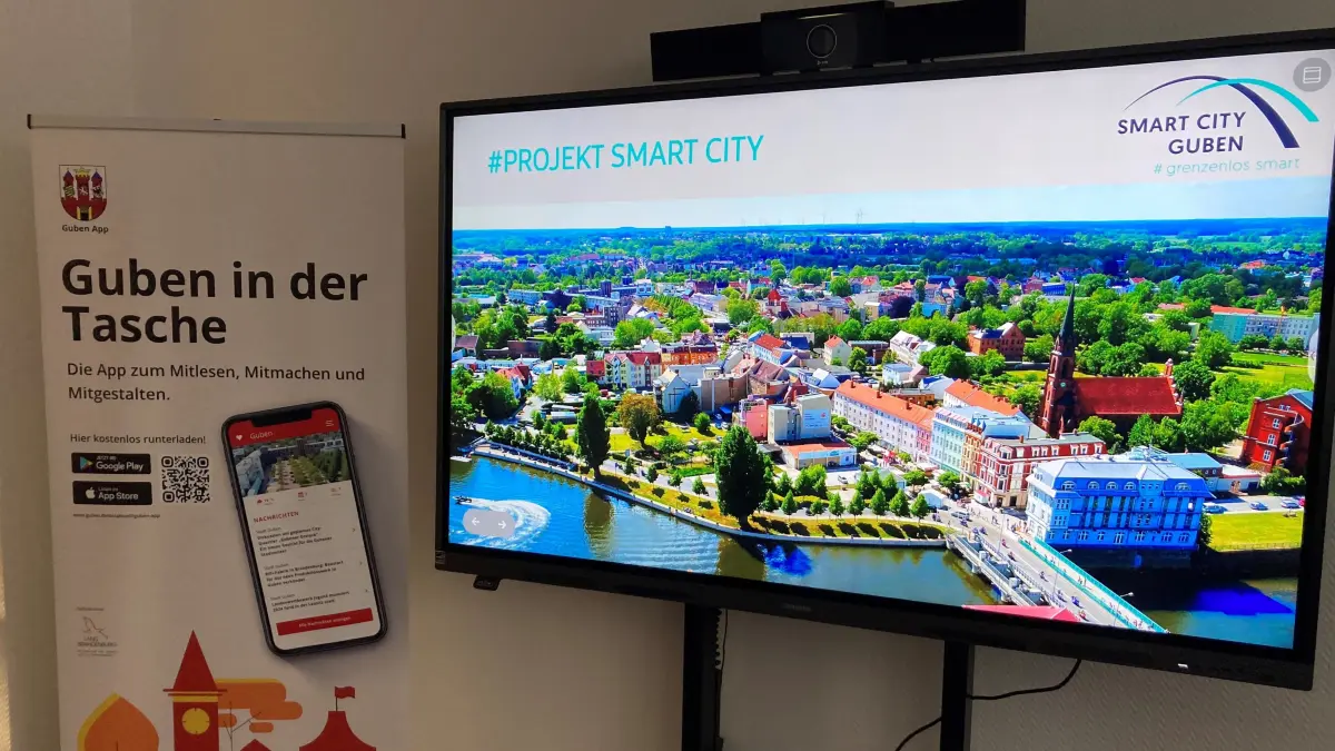 Das Smart City Büro in der Frankfurter Straße in Guben anlässlich der Projektpräsentation von Guben Cockpit.