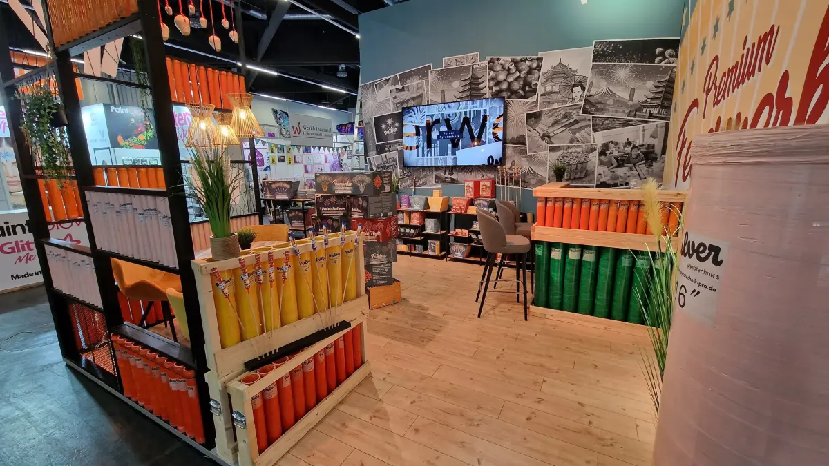 Messestand der Pulver Pyrotechnik GmbH aus Königs Wusterhausen