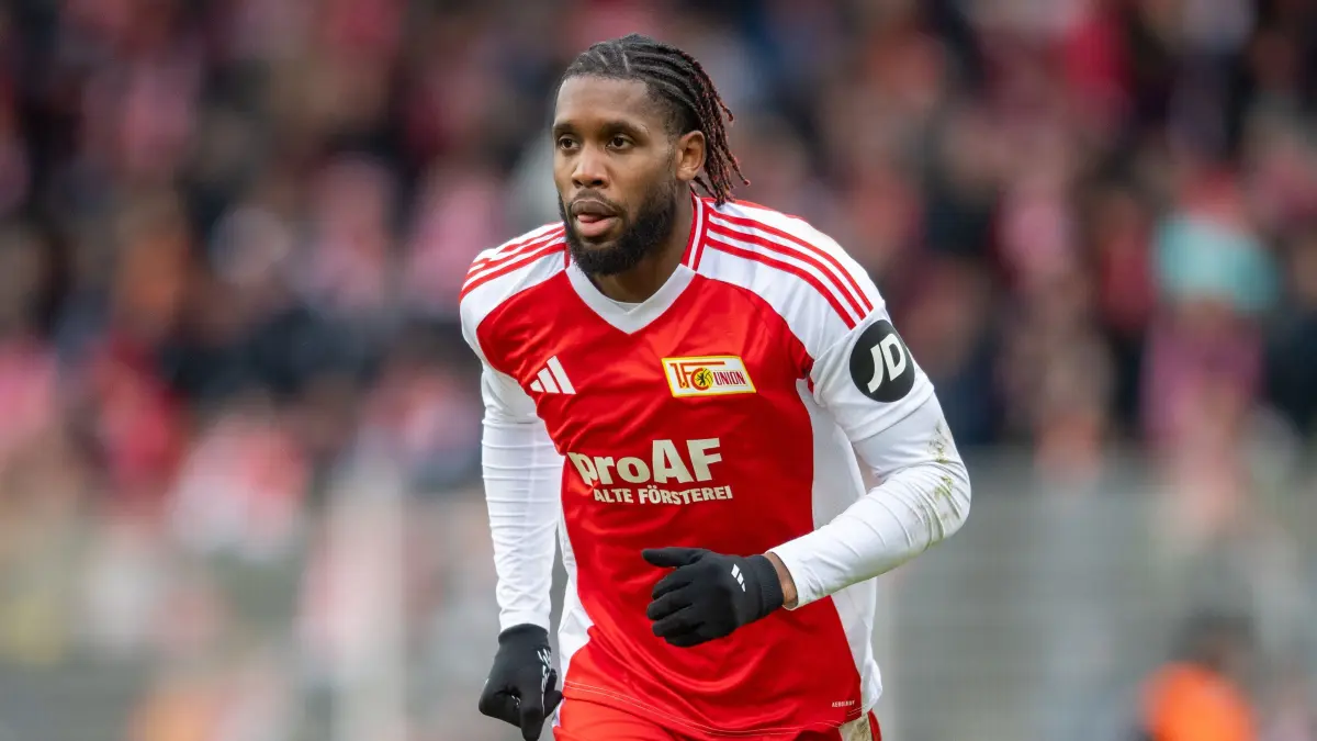 Testspiel 1. FC Union - Holstein Kiel 2024/25: Fussball, Herren, Saison 2024/2025, Testspiel, 1. FC Union Berlin - Holstein Kiel über 4 x 30 Minuten, Jordan Siebatcheu (1. FC Union Berlin), 05.01. 2025, Foto: Sebastian Räppold / Matthias Koch