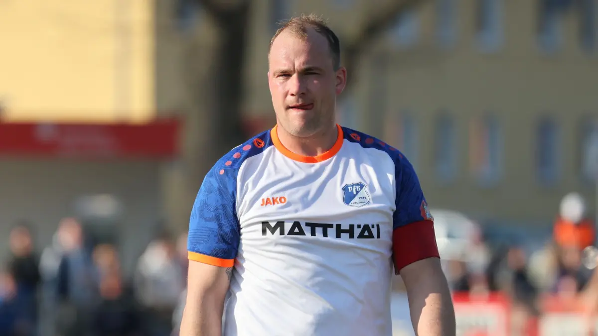 Fussball Landespokal Brandenburg 2024/2025 VfB Krieschow - FSV 63 Luckenwalde: 11 Andy Hebler (VfB Krieschow)