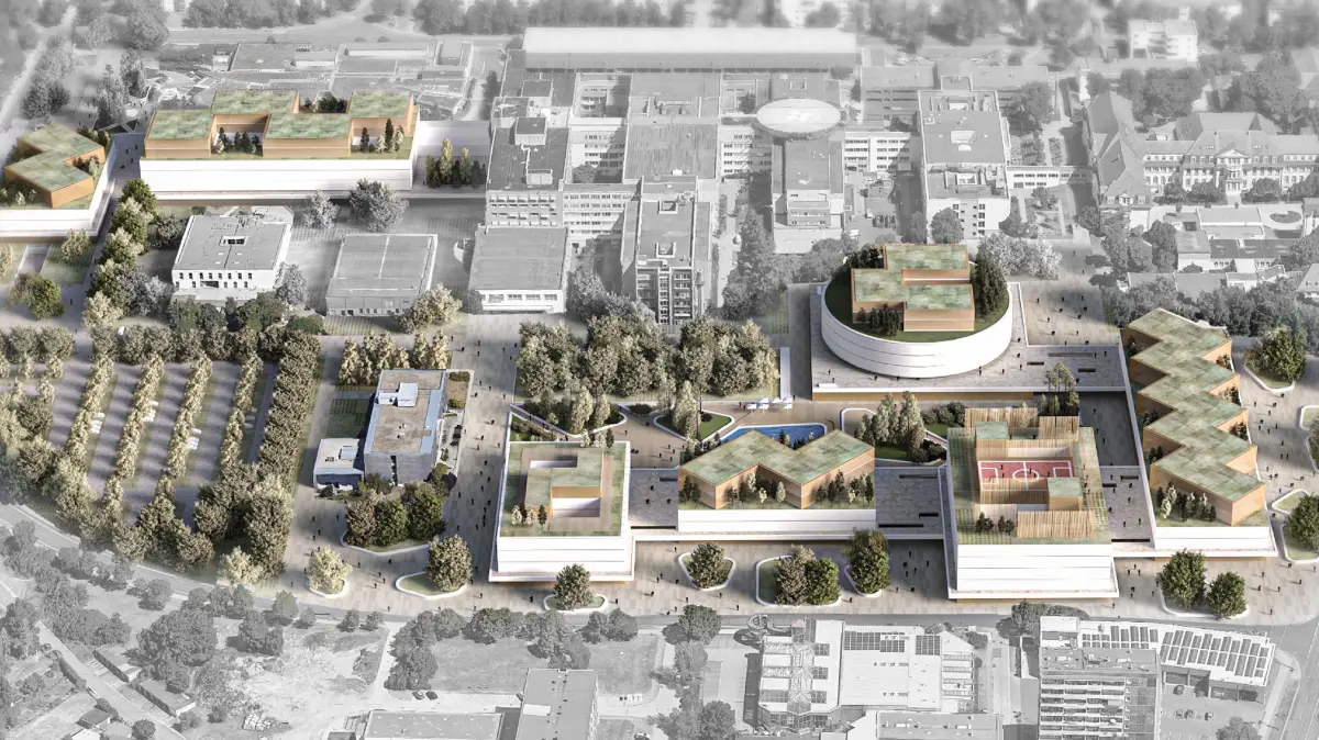 Der Baustrukturplan für die Medizinische Universität Lausitz - Carl Thiem (MUL - CT) steht.