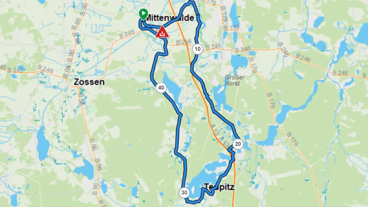 Die Strecke für das Radrennen in Mittenwalde führt über eine Bundesstraße und mehrere Landesstraßen.