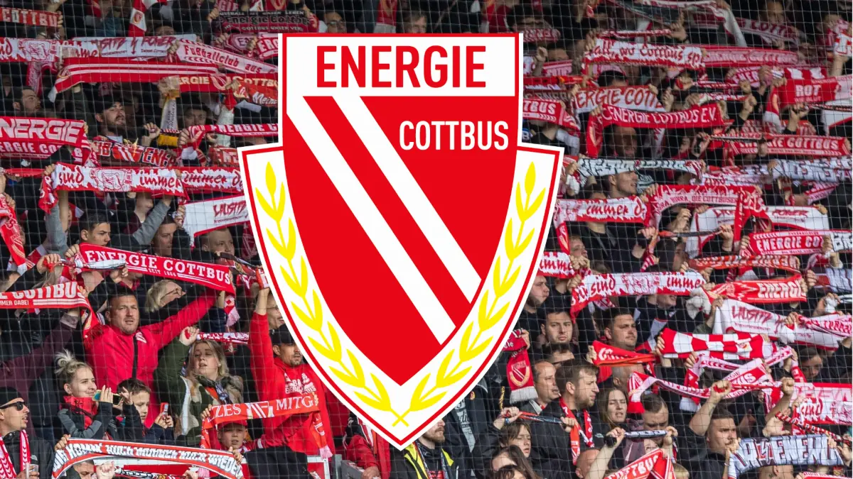 Mit diesem Logo im Retro-Look geht Energie Cottbus in die Jubiläumssaison 2025/26 in der 3. Liga. Der FCE feiert am 31. Januar 2026 seinen 60. Vereinsgeburtstag.