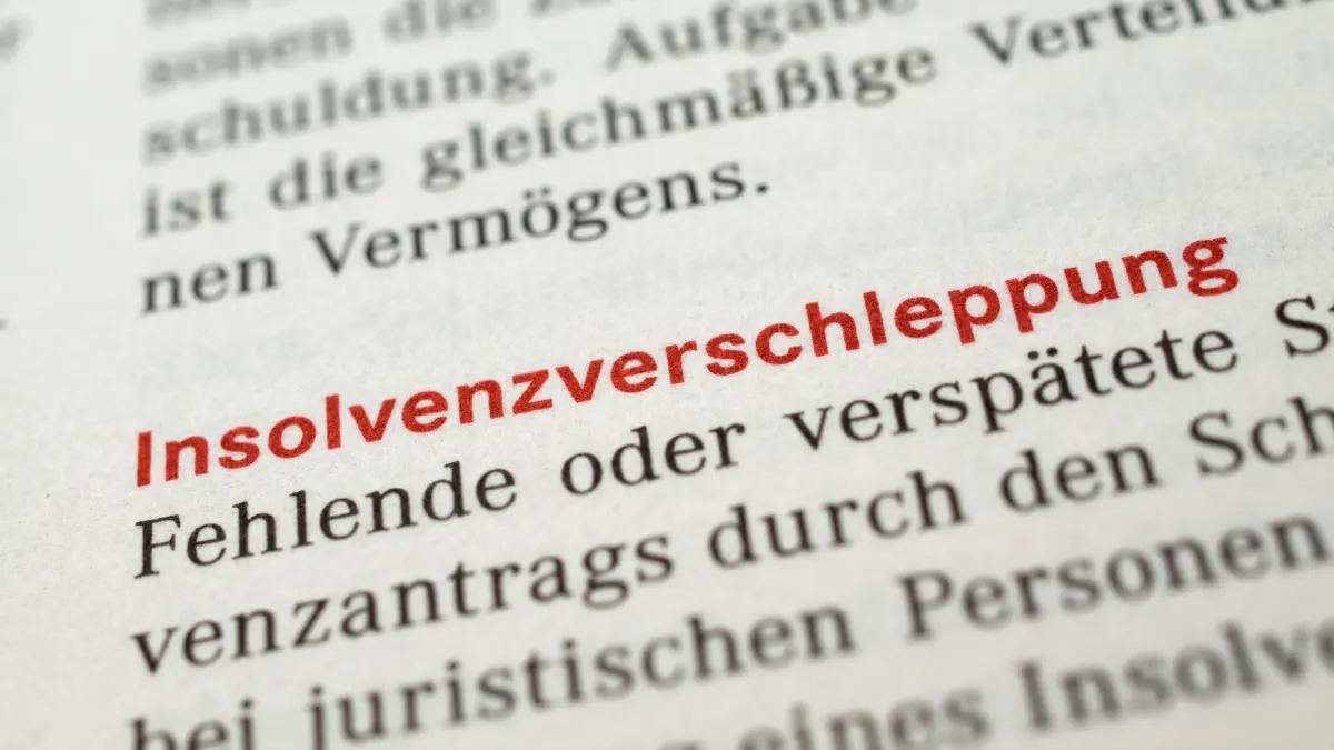 Insolvenzverschleppung, Konkurs, Insolvenz, Wort, Text, Lexikon, Wörterbuch, Nahaufnahme, Makro, Definition, deutsch,