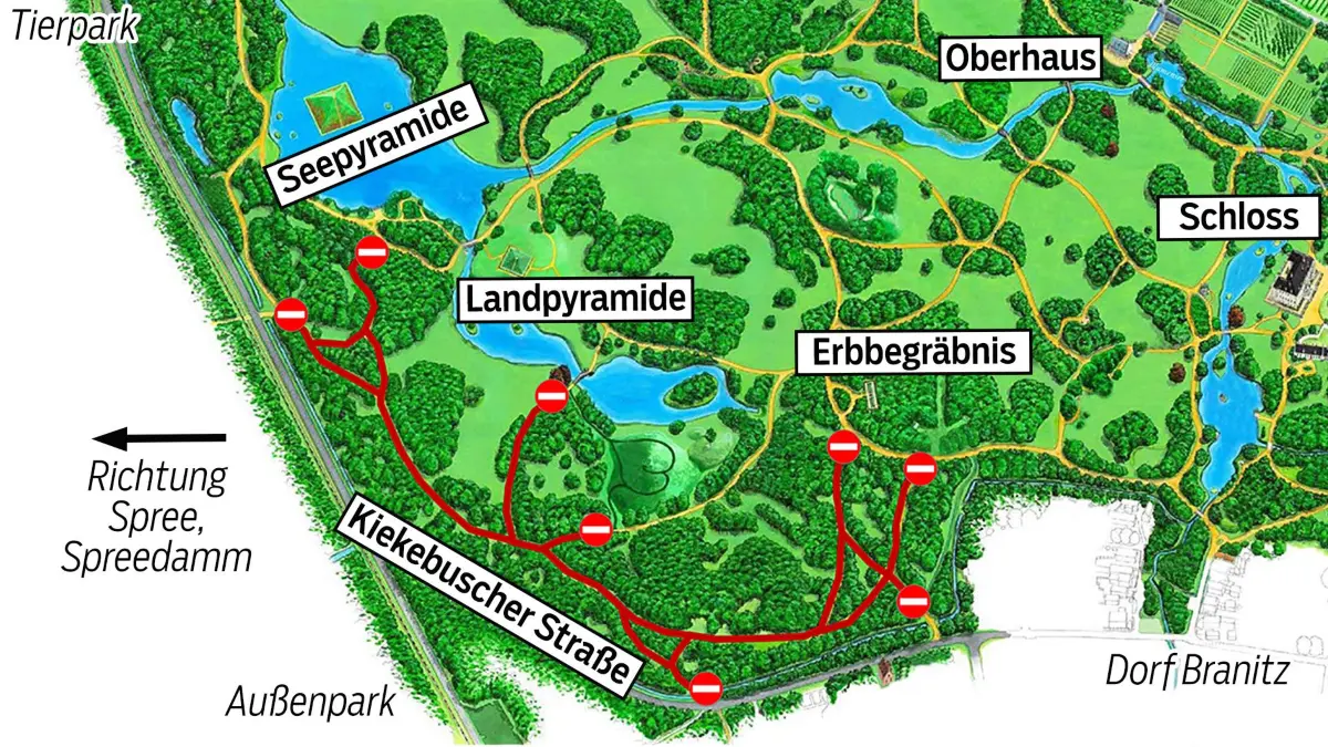 Wegsperrung von November 2025 bis Frühling 2026 im südwestlichen Branitzer Innenpark