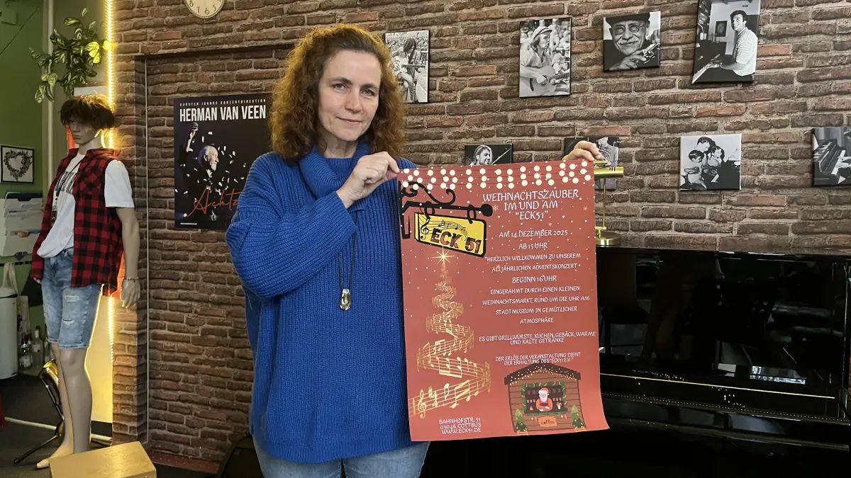Jana Weichert vom Verein Eck51 hatte die Idee für den kleinsten Weihnachtsmarkt in Cottbus im letzten Jahr. Sie wurde von einer norwegischen Netflix-Serie inspiriert.