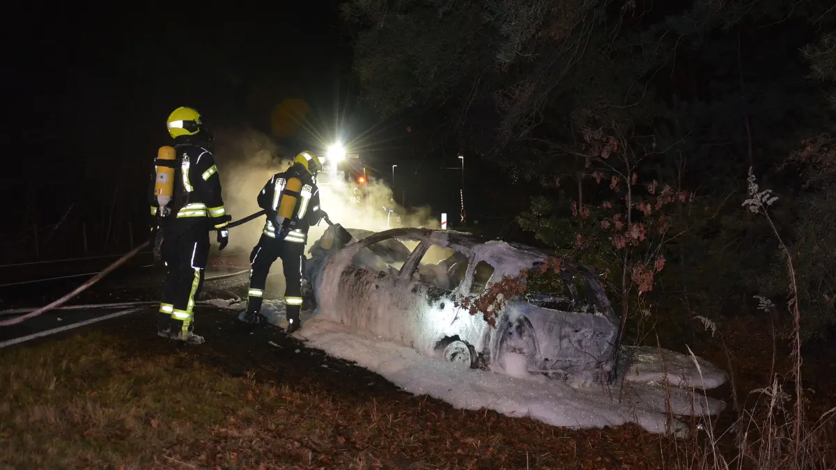 Brand auf der L 52 zwischen Spremberg und Drebkau