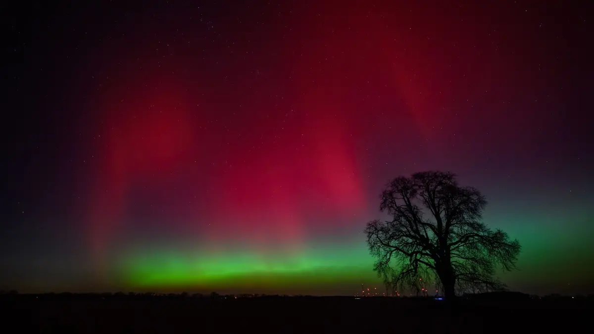 Polarlichter leuchten am Nachthimmel