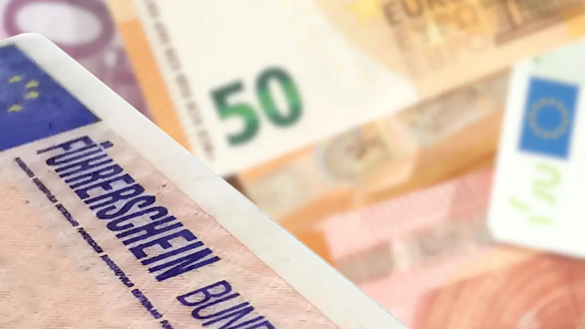 Deutscher Führerschein und Euro Geldscheine