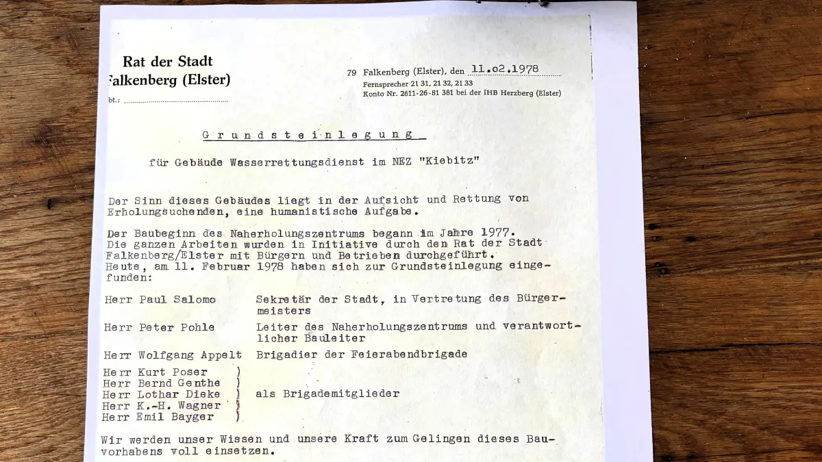 Eine Kopie des Schriftstückes, das im Rettungsturm in Falkenberg gefunden wurde.