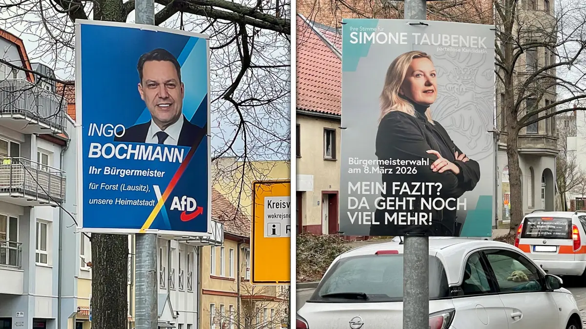 Ingo Bochmann (AfD) und Simone Taubenek (parteilos) treten als einzige Kandidaten bei der Bürgermeisterwahl 2026 in Forst an.