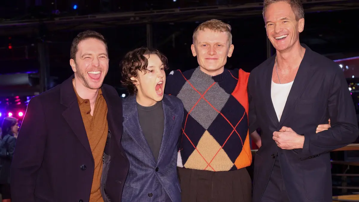 776458798: (From L) Scottish producer Ken Petrie, British non-binary actor Bella Ramsey, US producer Jaques Black and US actor Neil Patrick Harris pose for photographers as they arrive on the red carpet for the premiere of the film "No Good Men" presented in the Berlinale Special Gala section and opening the 76th Berlinale, Europe's first major film festival of the year, in Berlin on February 12, 2026. (Photo by Ronny HARTMANN / AFP)
