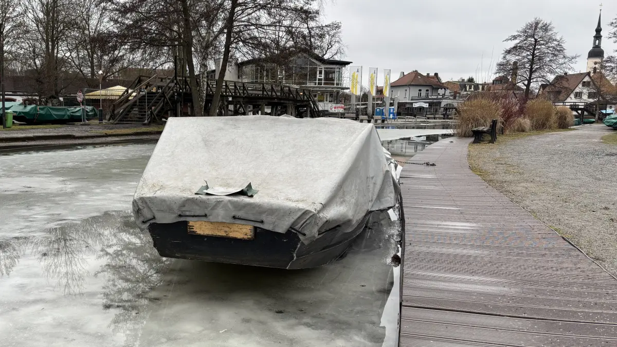 Hauptspree am Großen Hafen Lübbenau am 13. Februar 2026
