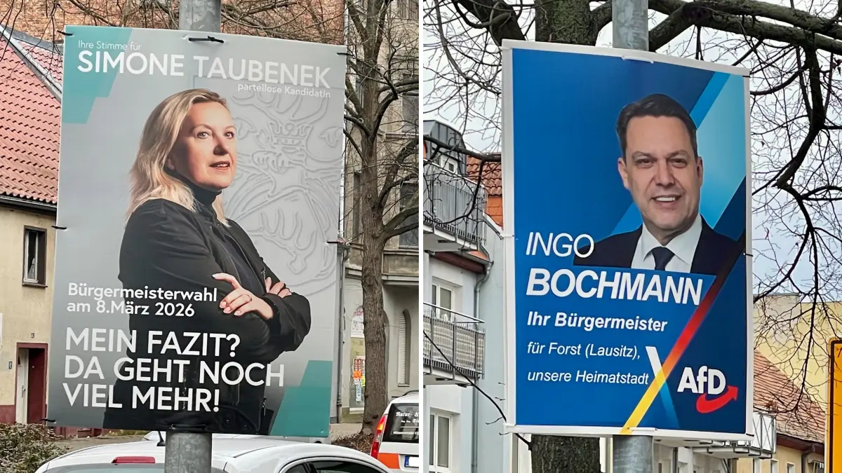 Simone Taubenek (parteilos) und Ingo Bochmann (AfD) treten als einzige Kandidaten bei der Bürgermeisterwahl 2026 in Forst (Lausitz) an.