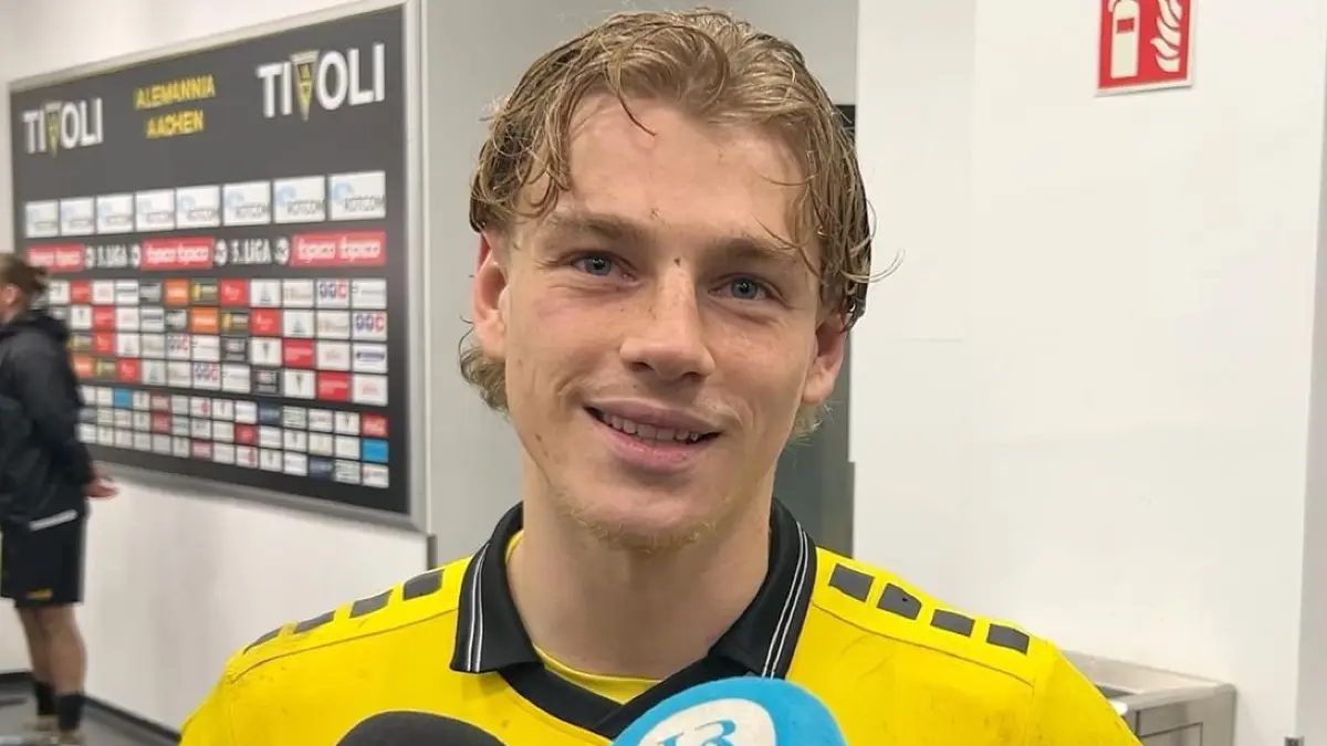 Jonas Oehmichen war nach seinem starken Auftritt beim 4:1-Sieg von Alemannia Aachen gegen Energie Cottbus ein gefragter Mann in der Mixedzone.