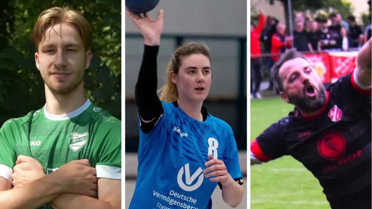 Das sind die neuen Kandidaten für den LR-Champion der Woche: Fußballer Eric Chilla, Handballerin Michelle Strauß und Fußballer Marcel Dietz (von links).