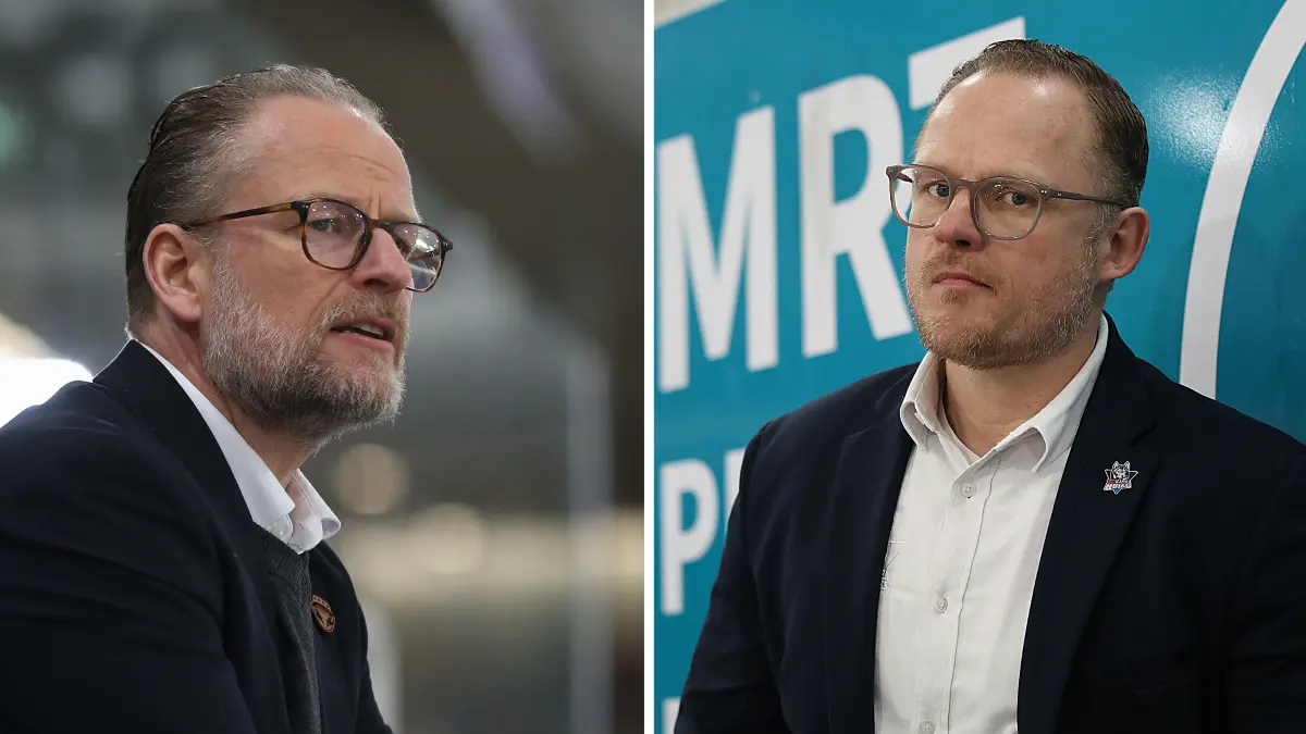 Bruder-Duell in den Playoffs: Christof Kreutzer (links) ist Cheftrainer der Lausitzer Füchse. Daniel Kreutzer arbeitet als Sportdirektor bei den Kassel Huskies.