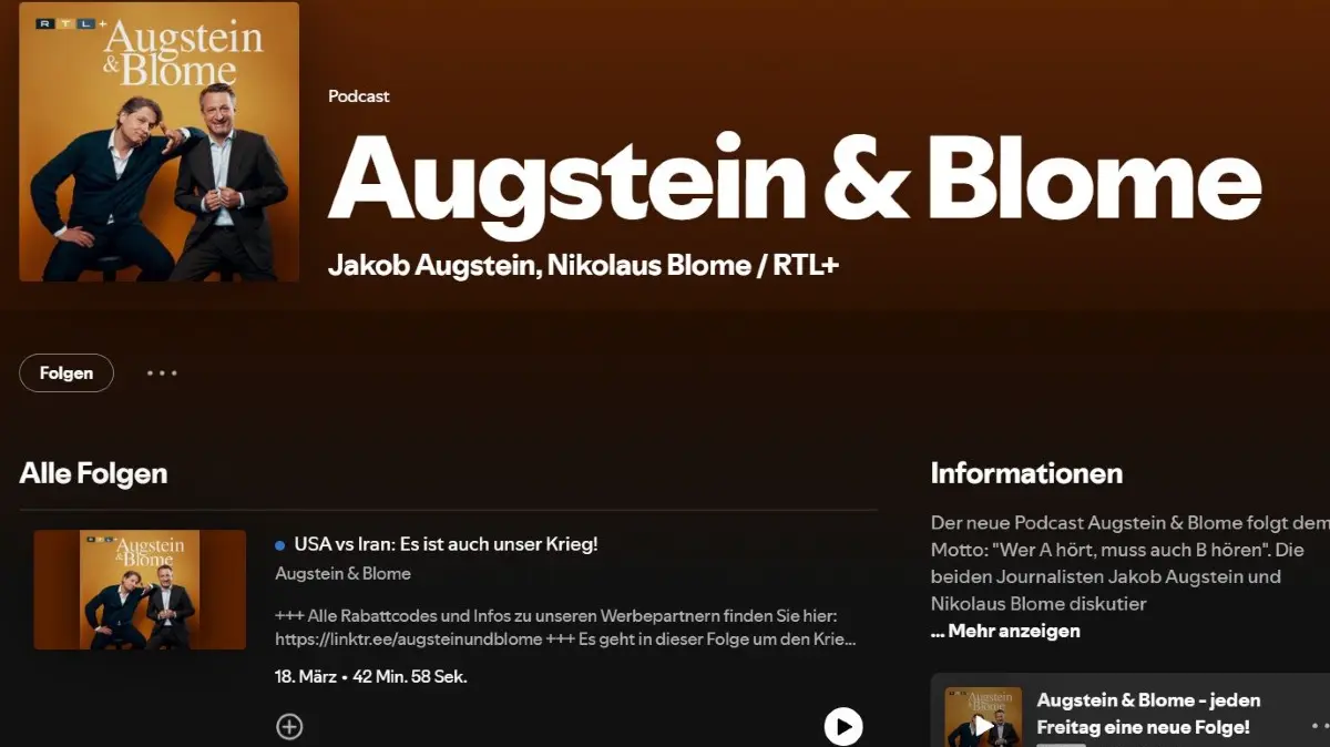 Der Podcast "Augstein & Blome" auf den Seiten von RTL
